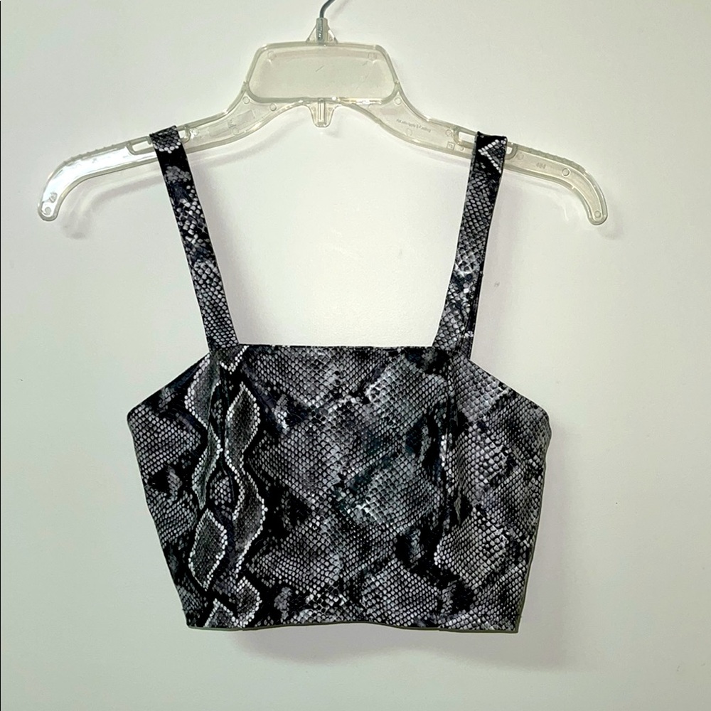 Faux Snakeskin Print Crop Top